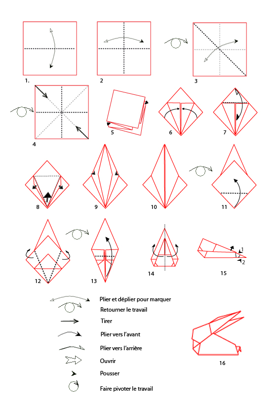 pliage lapin en papier