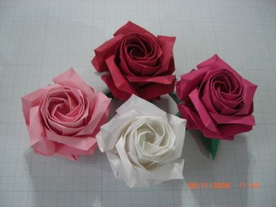 pliage papier rose