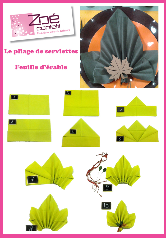 Pliage serviette feuille d automne