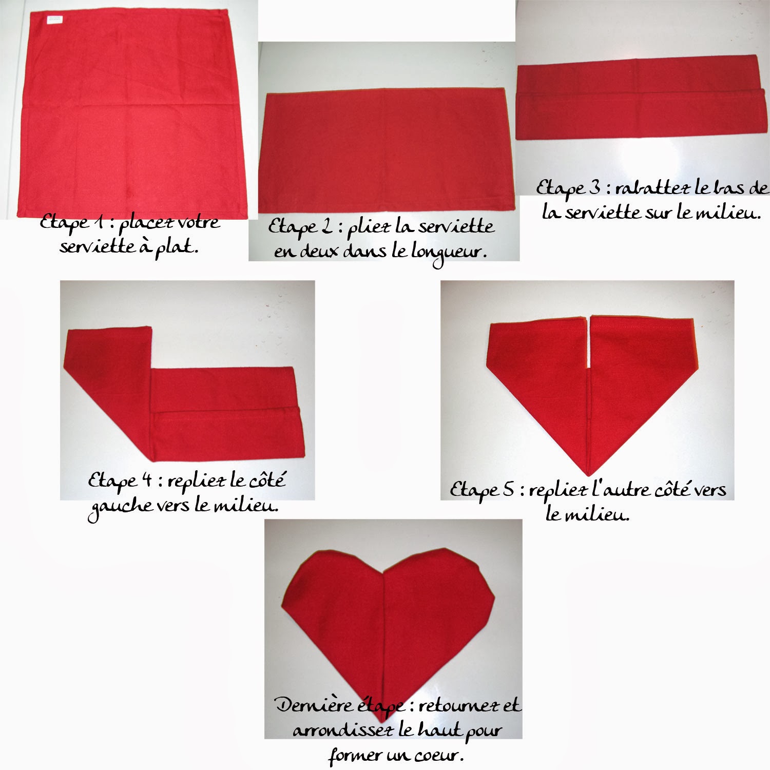 Pliage serviette saint valentin